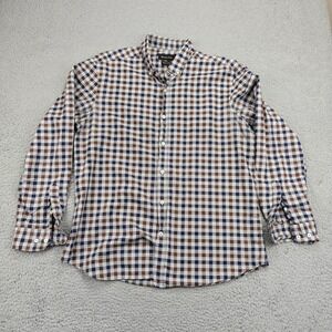 Massimo Dutti Shirt Mens XL‎ Brown Blue Check Button Down Long Sleeve Casual